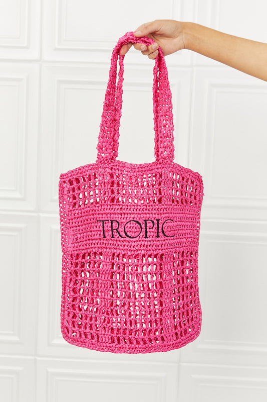 Fame Tropic Babe Staw Tote Bag  Sunset and Swim Hot Pink One Size 