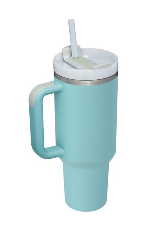 Stainless Steel Tumbler with Upgraded Handle and Straw Sunset and Swim Turquoise One Size 