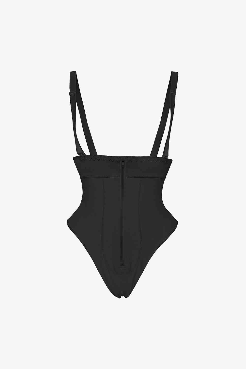 Full Size Adjustable Strap Zip-Up Shaping Bodysuit  Sunset and Swim   