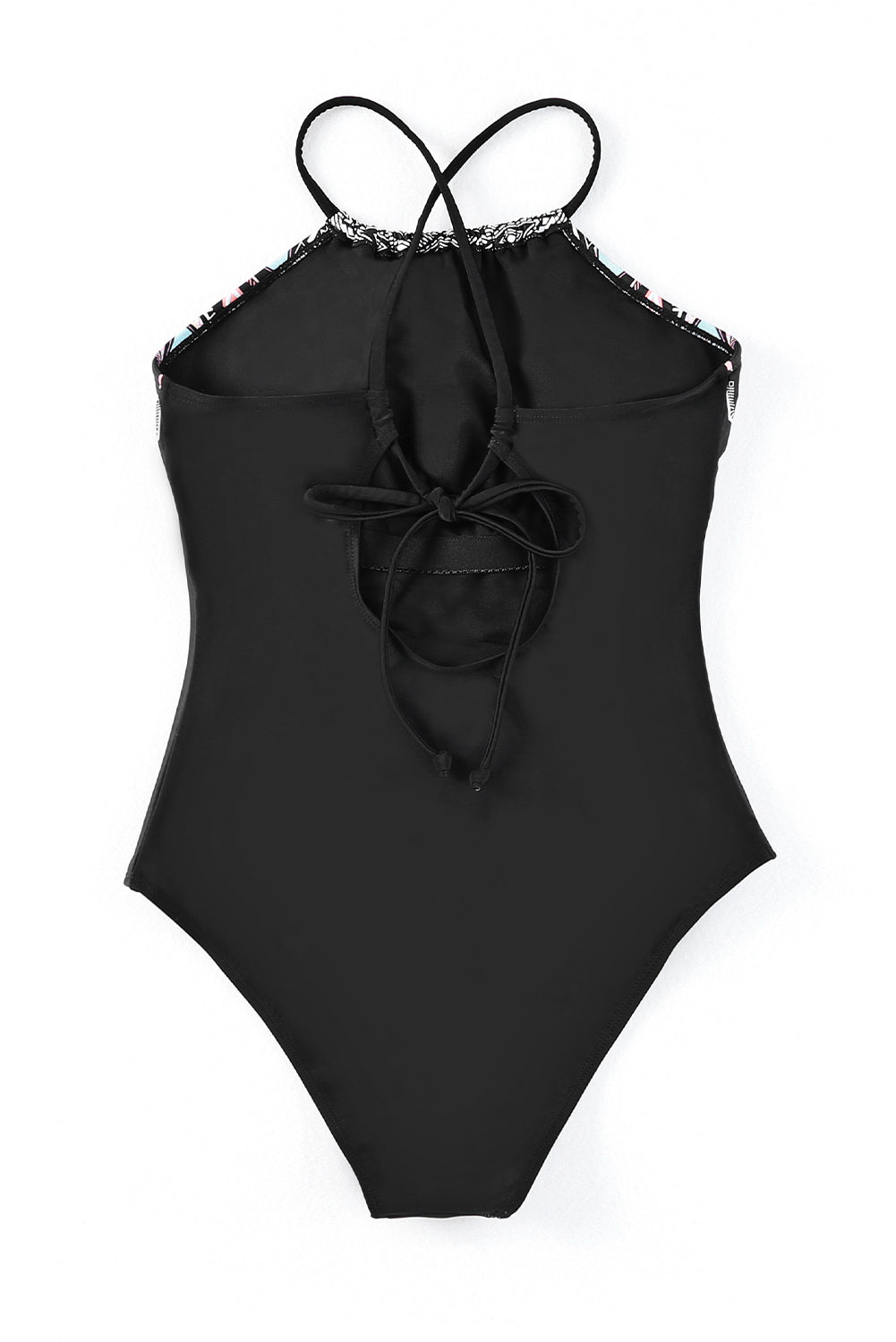 Geometric Print Tie Back One-Piece Swimsuit  Sunset and Swim   