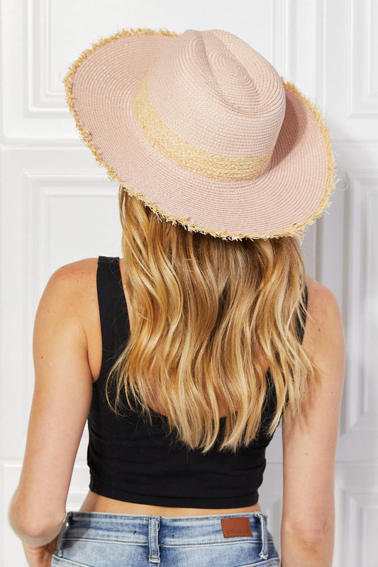 Justin Taylor Poolside Baby Straw Fedora Hat in Pale Blush  Sunset and Swim Pale Blush One Size 