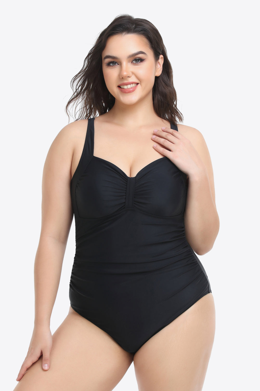 Plus Size Sleeveless Plunge One-Piece Swimsuit – Sunset and Swim