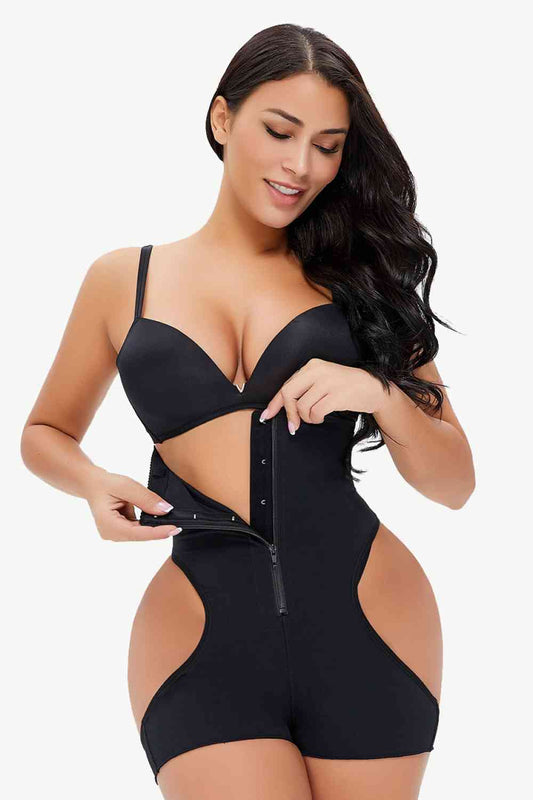 Full Size Cutout Under-Bust Shaping Bodysuit  Sunset and Swim Black S 
