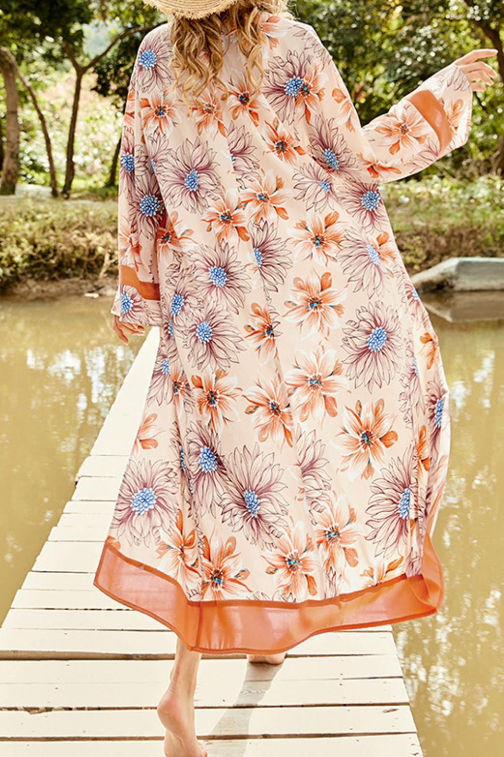 Sunset and Swim Floral Open Front Duster Cover Up  Sunset and Swim   