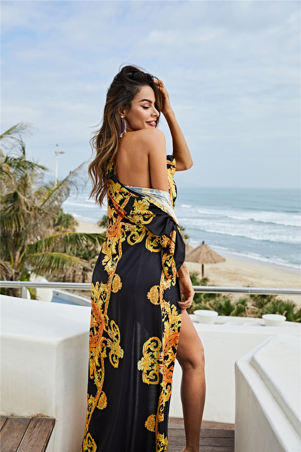 Sunset VCAY  Printed Plunge One-Piece and Cover Up Swim Set Sunset and Swim   