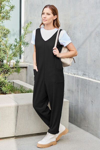 Double Take Full Size Sleeveless Straight Jumpsuit Sunset and Swim   