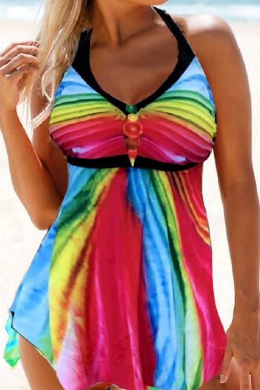 Sunset and Swim Multicolored Halter Neck Two-Piece Tankini  Sunset and Swim Multicolor S 