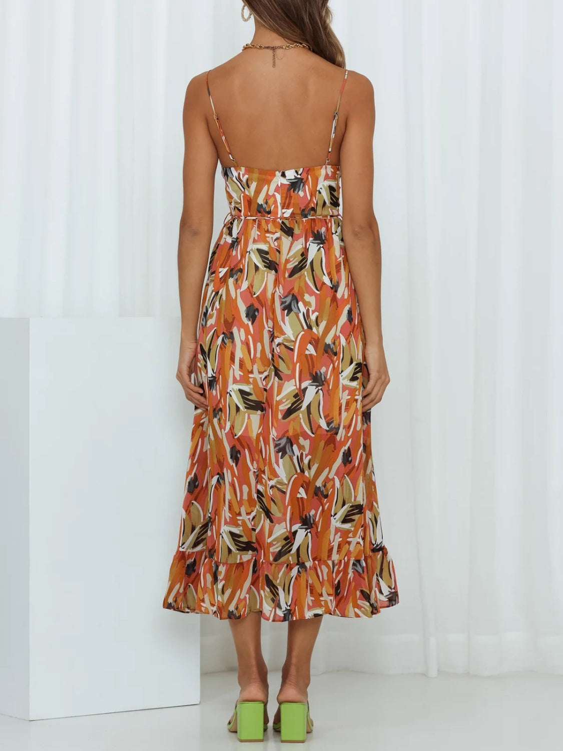 Sunset Vacation  Printed Sleeveless Midi Cami dress Sunset and Swim   