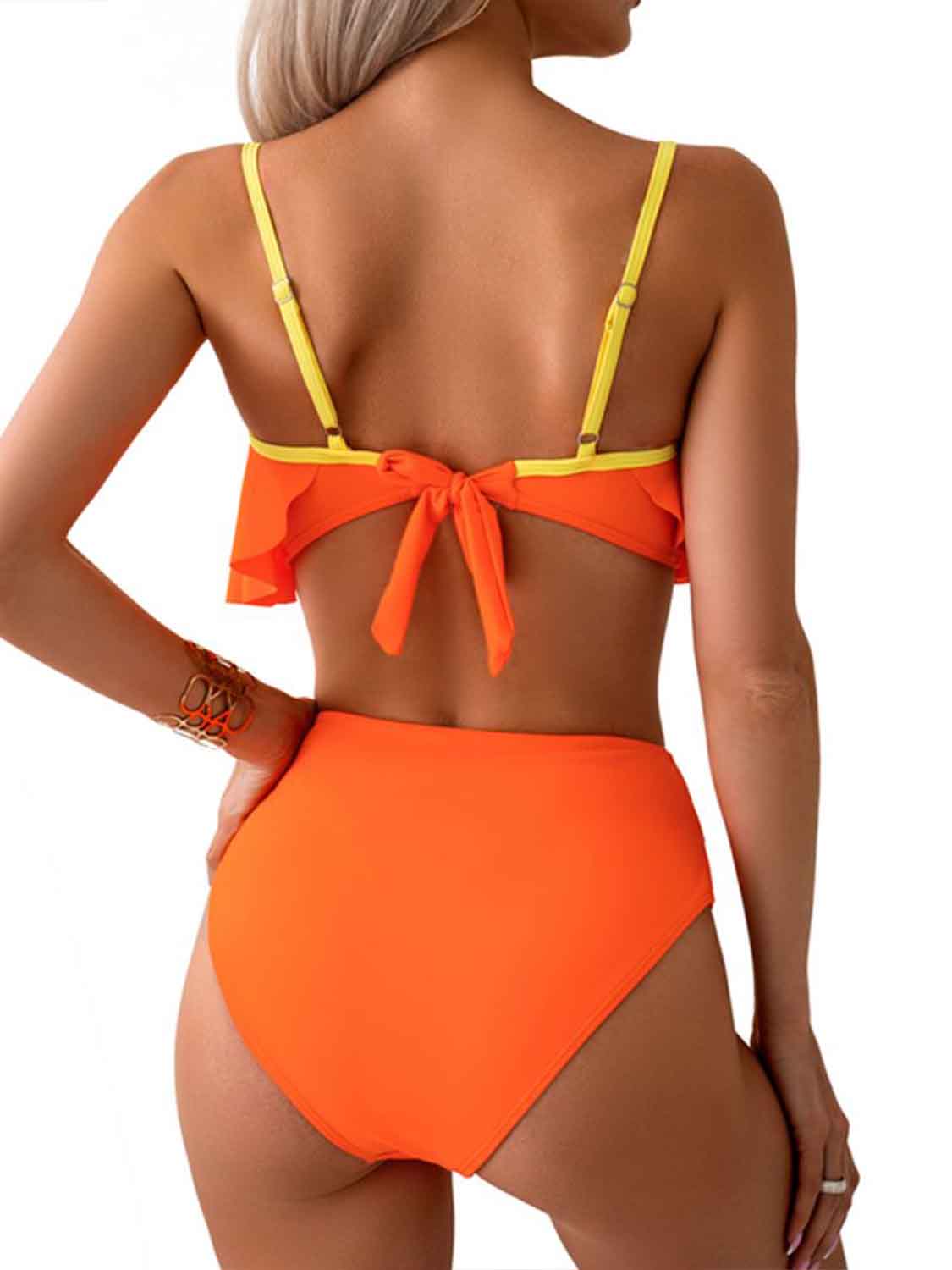 Sunset Vacation  Spaghetti Strap Notched Bikini Set Sunset and Swim   