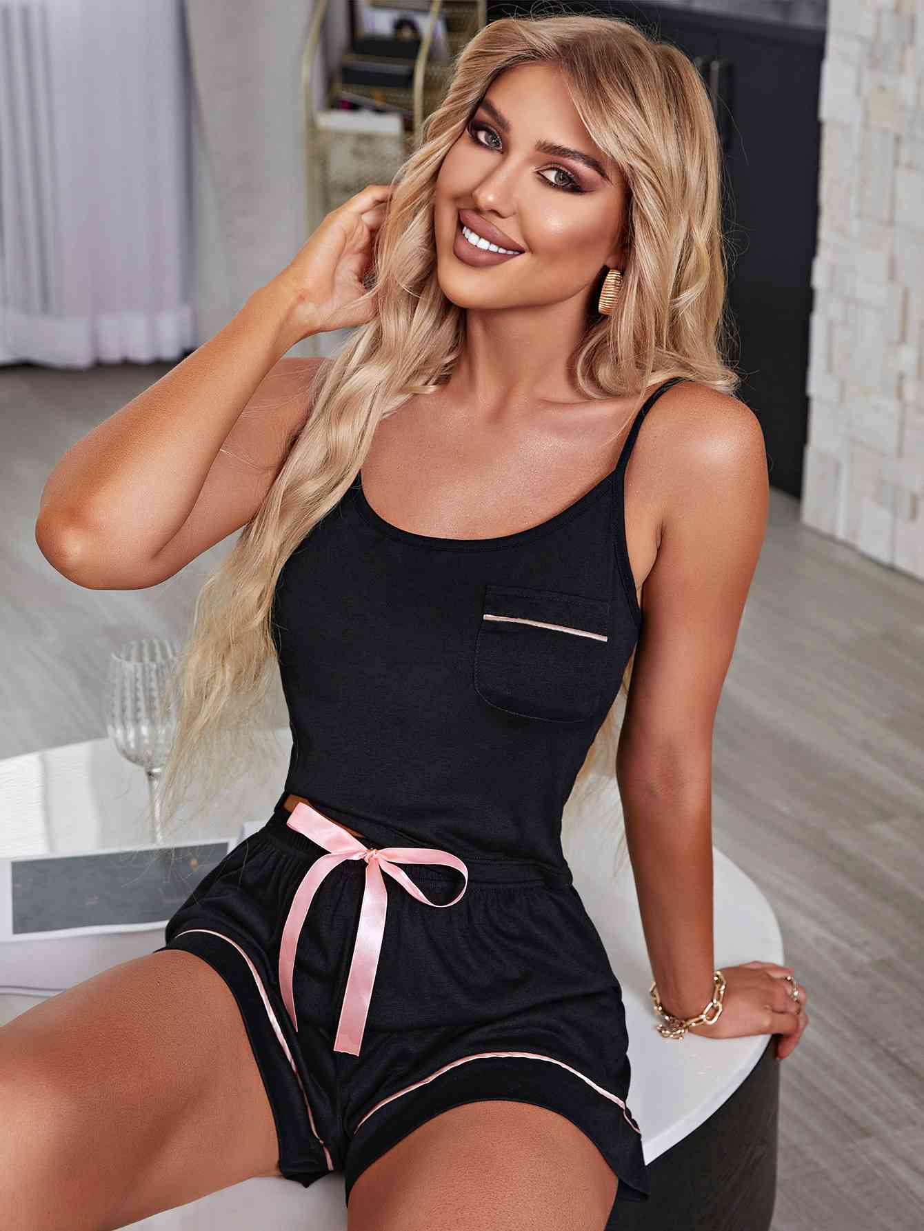 Contrast Cami and Shorts Lounge Set Sunset and Swim   