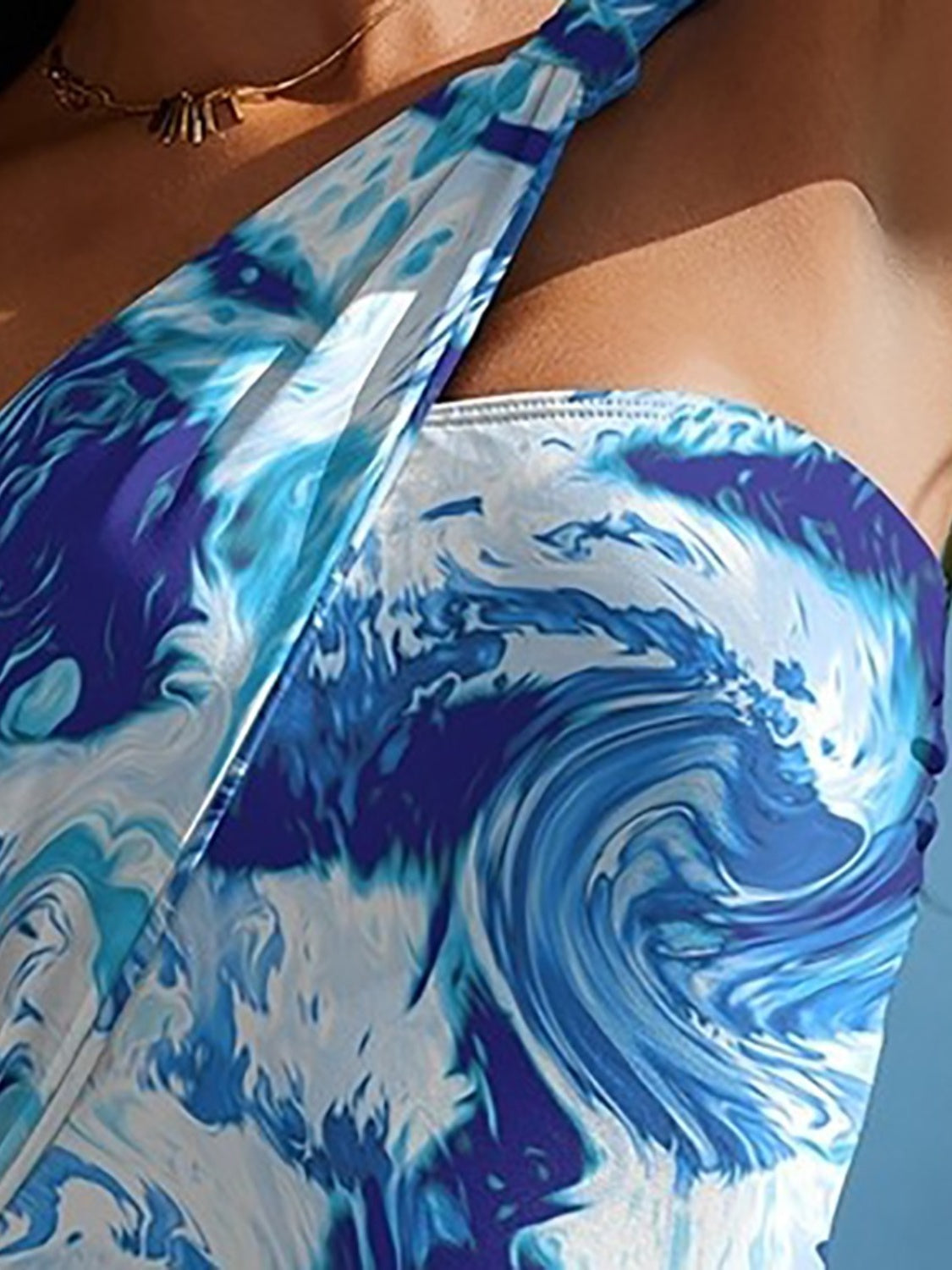 Sunset Vacation  Cutout Printed One-Shoulder One-Piece Swimwear Sunset and Swim   