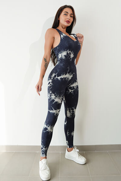 Printed Crisscross Wide Strap Jumpsuit  Sunset and Swim   