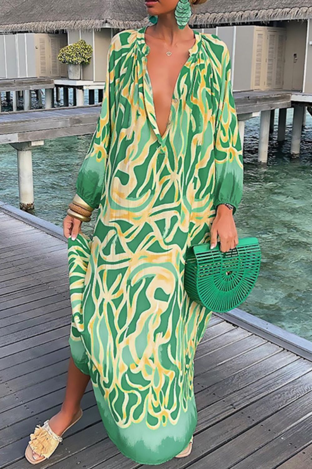 Resort Life Beach Coverup Sleeve Dress  Sunset and Swim   