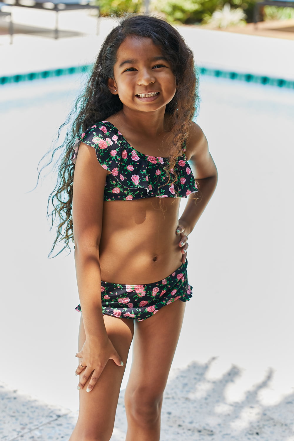 Marina West Swim Clear Waters Two-Piece Swim Set in Black Roses Mother Daughter Swimwear  Sunset and Swim   