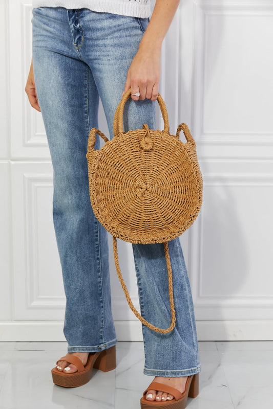 Justin Taylor Feeling Cute Rounded Rattan Handbag in Camel  Sunset and Swim Camel One Size 