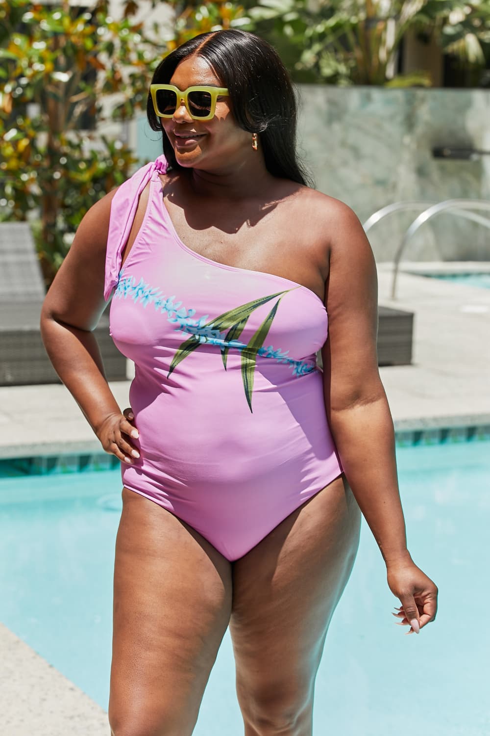 Marina West Swim Vacay Mode One Shoulder Swimsuit in Carnation Pink Mother Daughter Swimwear  Sunset and Swim   