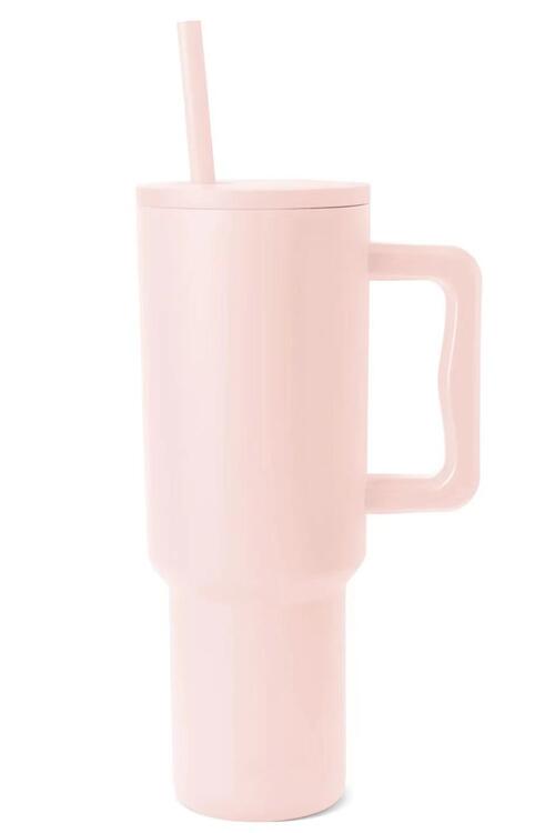 Monochromatic Stainless Steel Tumbler with Matching Straw Sunset and Swim Blush Pink One Size 