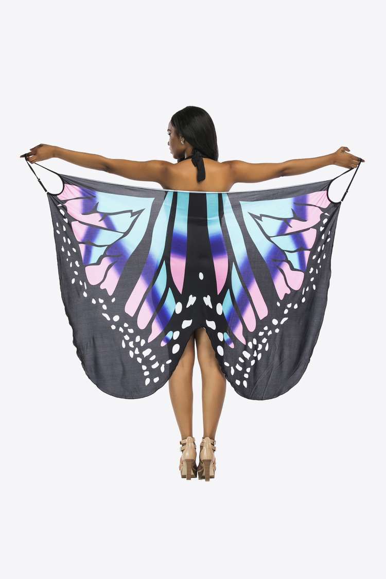 Butterfly Spaghetti Strap Swimsuit Cover Up  Sunset and Swim Blue One Size 