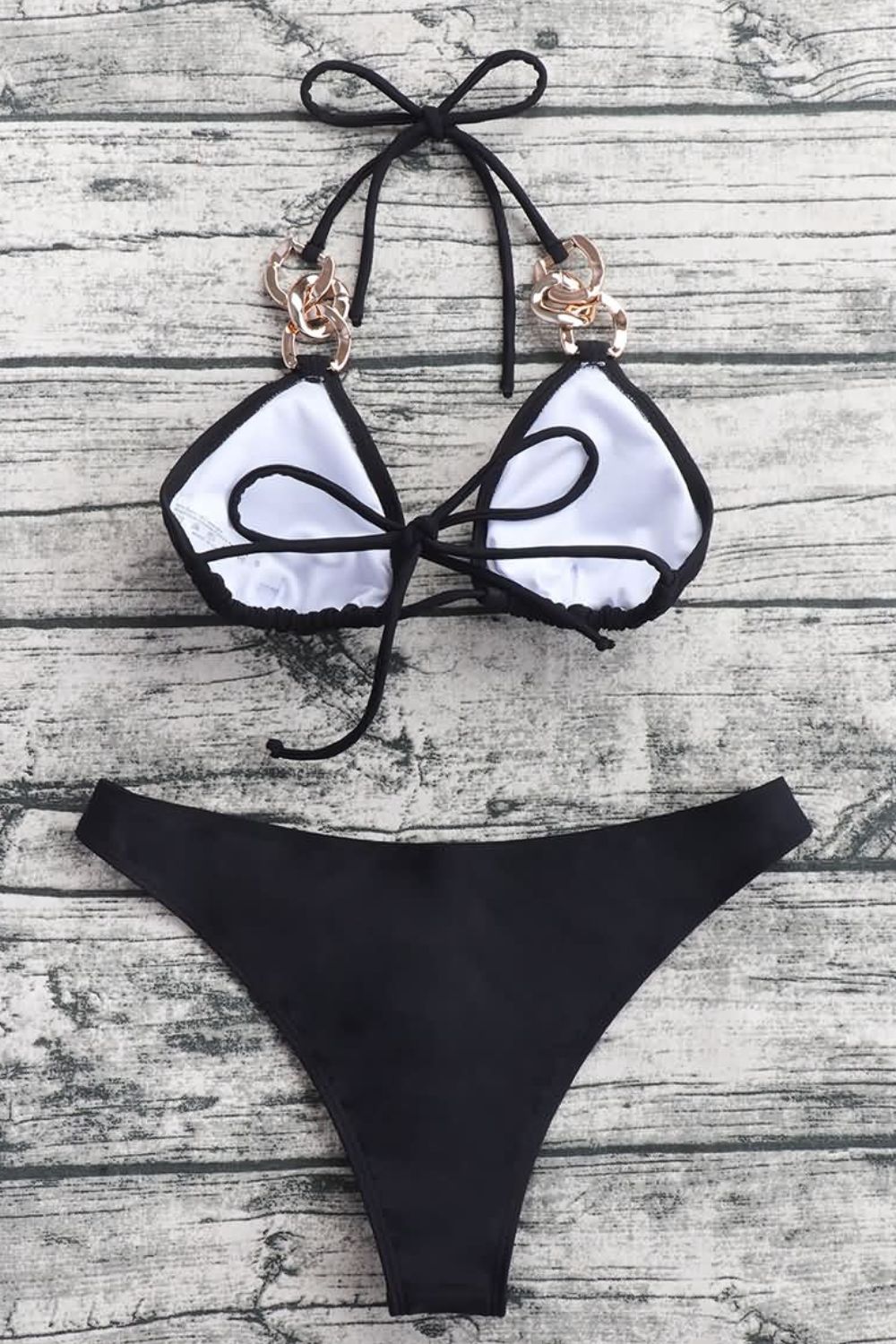 Chain Detail Tied Halter Neck Bikini Set  Sunset and Swim   