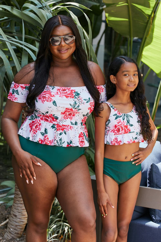 Marina West Swim Coastal Cutie Tankini Swimsuit Set Mother Daughter Swimwear  Sunset and Swim Peoney White S 