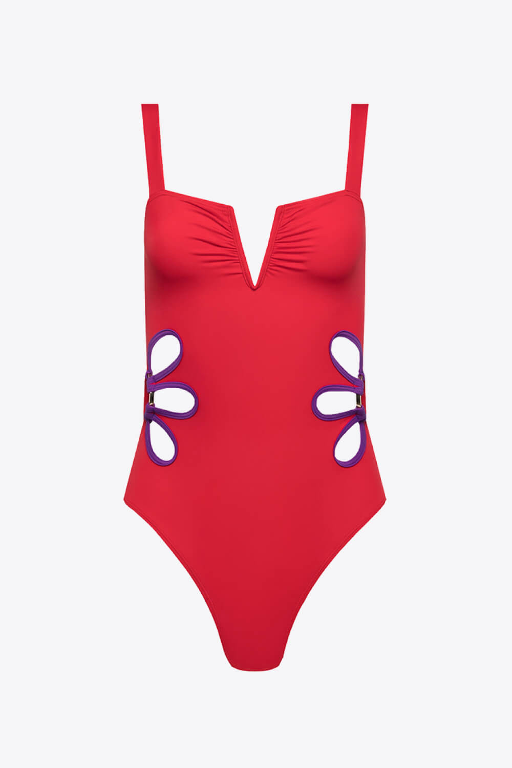Sunset and Swim Contrast Trim Cutout Notched Neck One-Piece Swimsuit  Sunset and Swim   