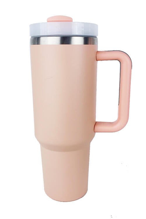 Stainless Steel Tumbler with Upgraded Handle and Straw Sunset and Swim Peach One Size 