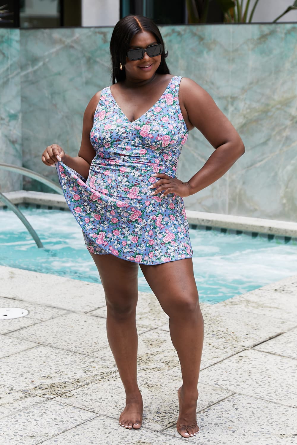 Marina West Swim Plus Size Clear Waters Swim Dress in Rose Sky Mother Daughter Swimwear Sunset and Swim   