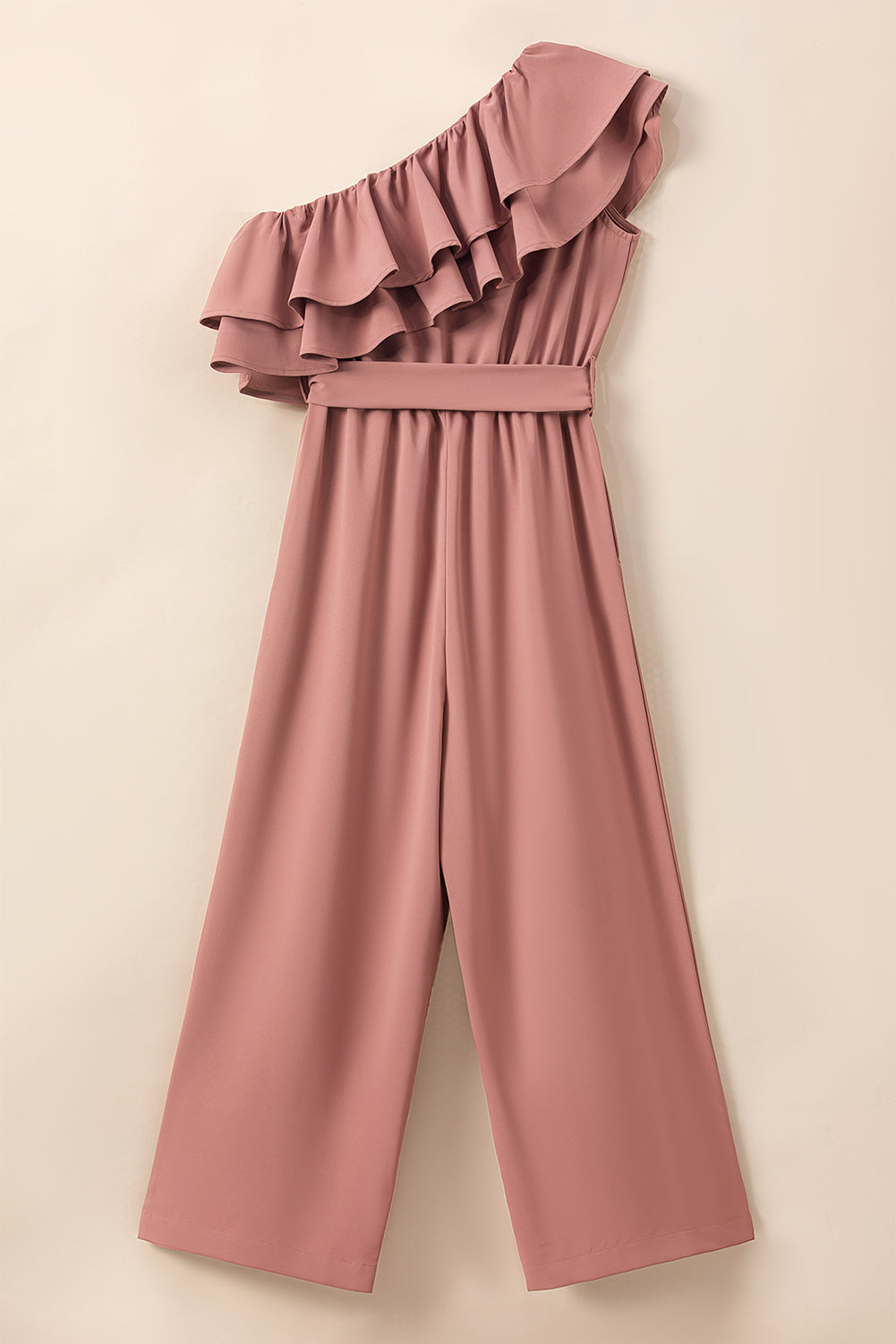 Sunset Vacation  Ruffled Tied One-Shoulder Jumpsuit  Sunset and Swim   