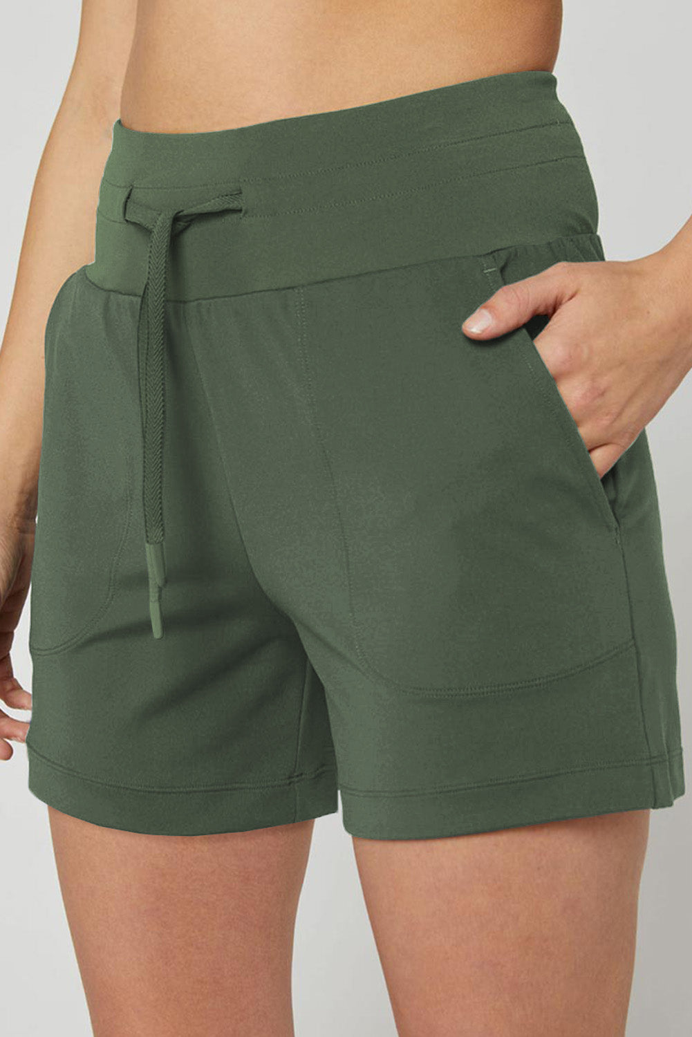 Drawstring Swim Shorts with Pockets  Sunset and Swim Army Green S 