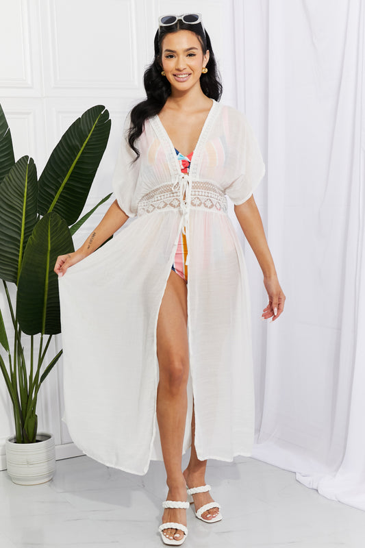 Marina West Swim Sun Goddess Tied Maxi Cover-Up  Sunset and Swim White One Size 