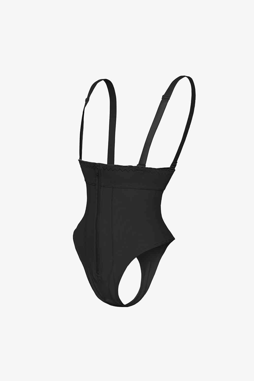 Full Size Adjustable Strap Zip-Up Shaping Bodysuit  Sunset and Swim   