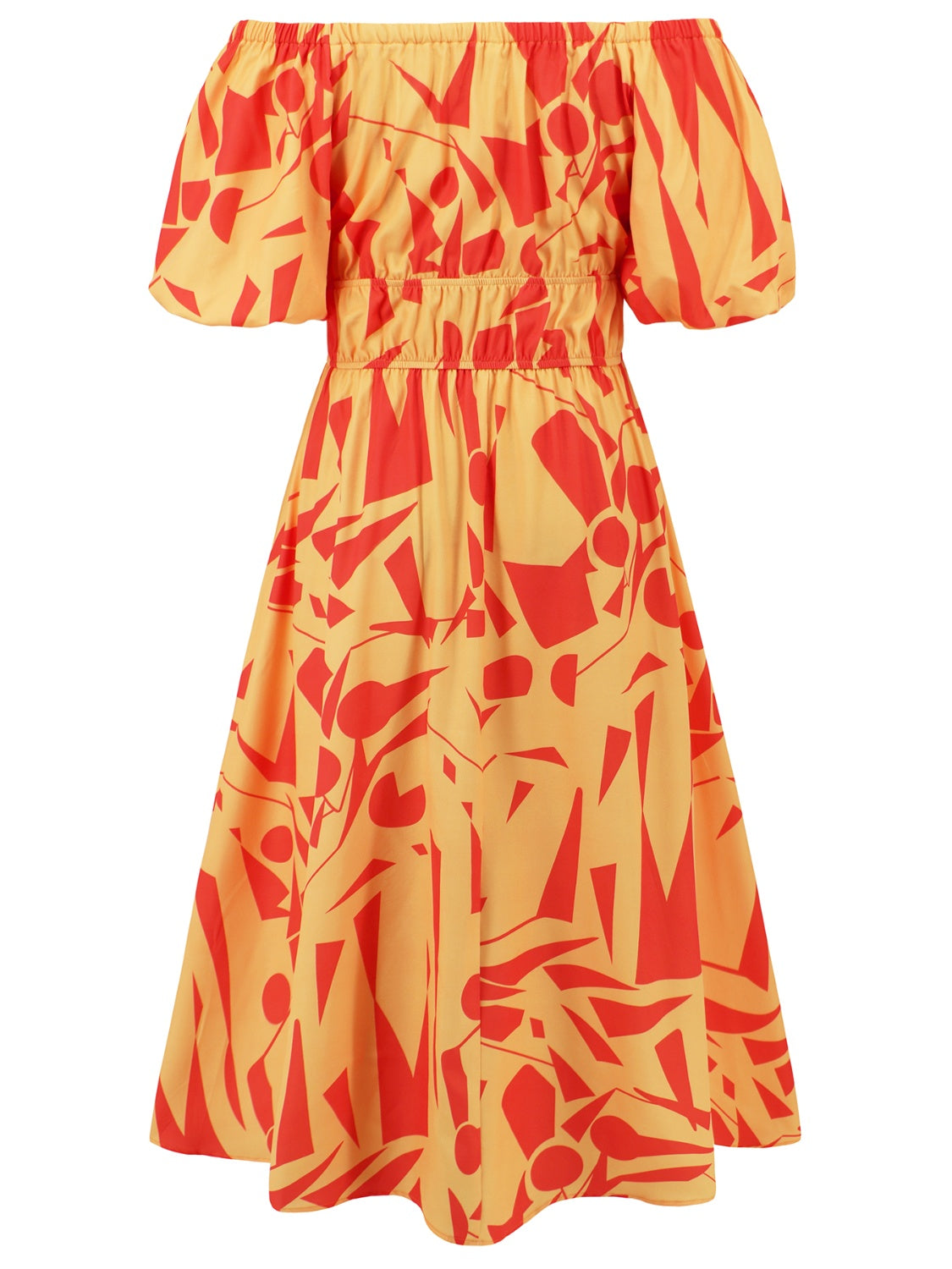 Sunset Vacation  Printed Off-Shoulder Balloon Sleeve Dress Sunset and Swim   