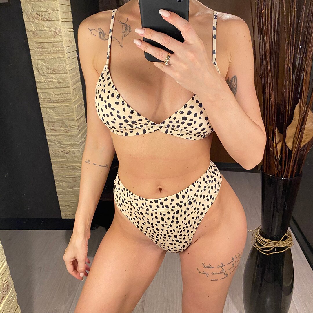 Leopard Lust High Waist Bikini Three-piece Set  Sunset and Swim   