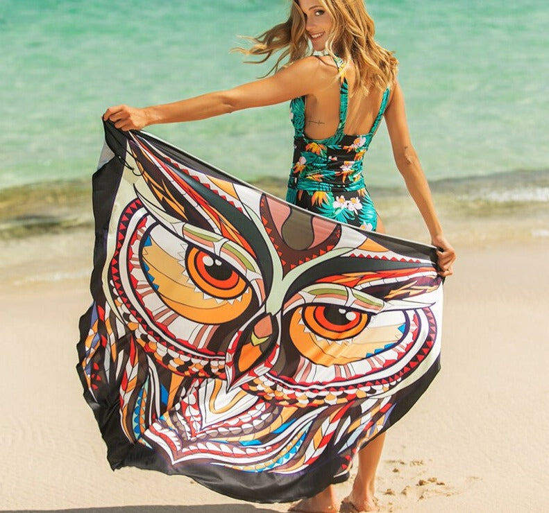 Butterfly Skull Owl Animal Print Beach Wrap Dress Beach Cover Up  Sunset and Swim   