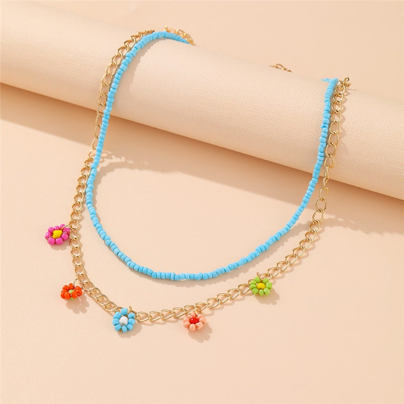 Summer Bloom Bohemian Bead Shell Necklace  Sunset and Swim No.19 54066  