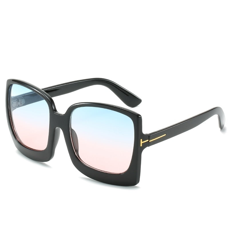 Monaco Oversized Square Sunglasses UV400  Sunset and Swim Black pink  