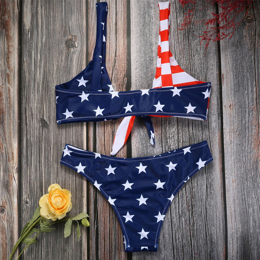 American Flag Transparent Straps Thong High Cut Bikini – Sunset and Swim