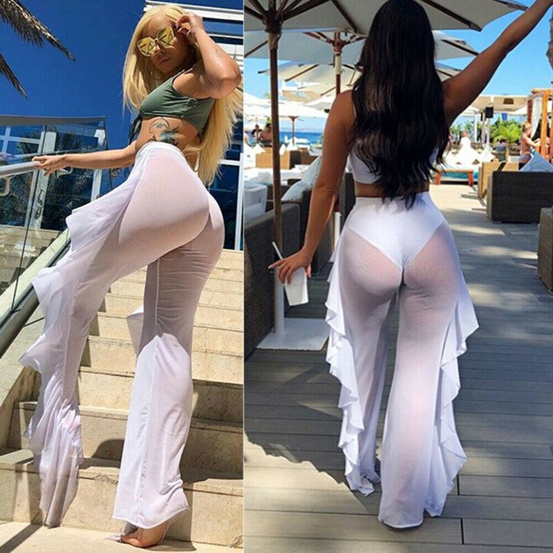 Greece Goddess Bikini Cover Up Beach Pants  Sunset and Swim White S 