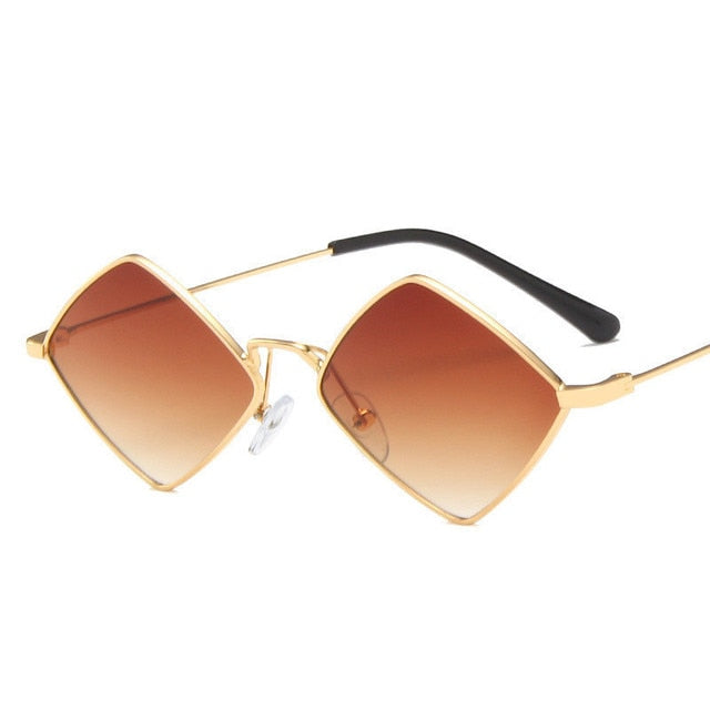 Irregular Vintage Small Frame UV400 Womens Sunglasses  Sunset and Swim gold tea  