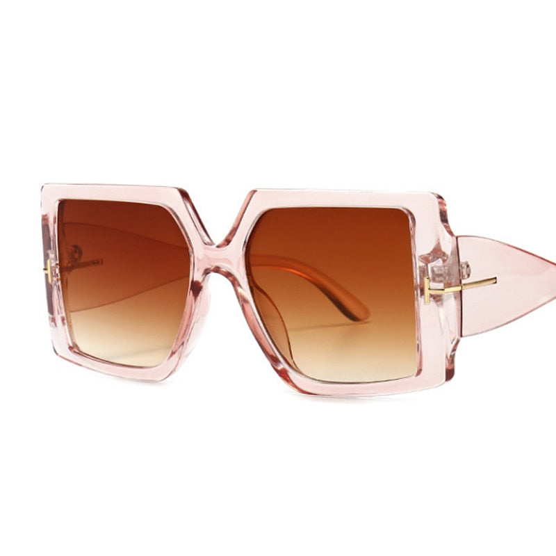 Rome Love Square Oversized Sunglasses for Women  Sunset and Swim Trans Pink  