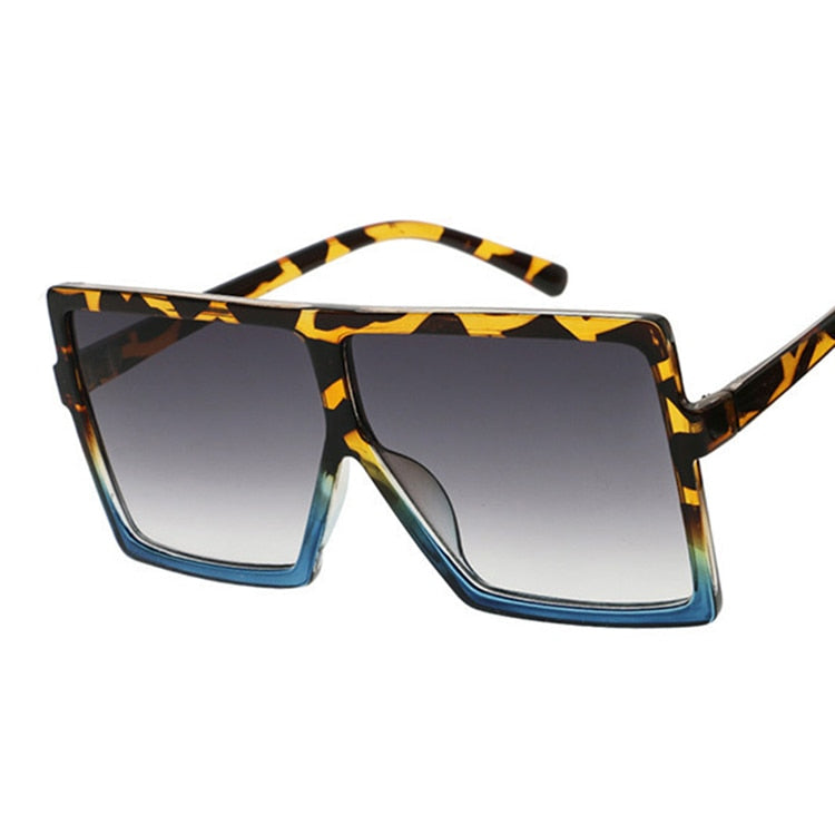 Island Goddess Shades Square Sunglasses for Women UV 400  Sunset and Swim Leopard Blue  