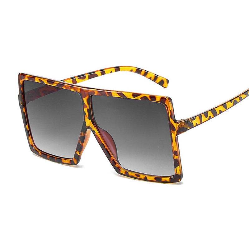 Golden Horizon Sunnies Oversized Square Sunglasses For Women  Sunset and Swim Leopard Gray  