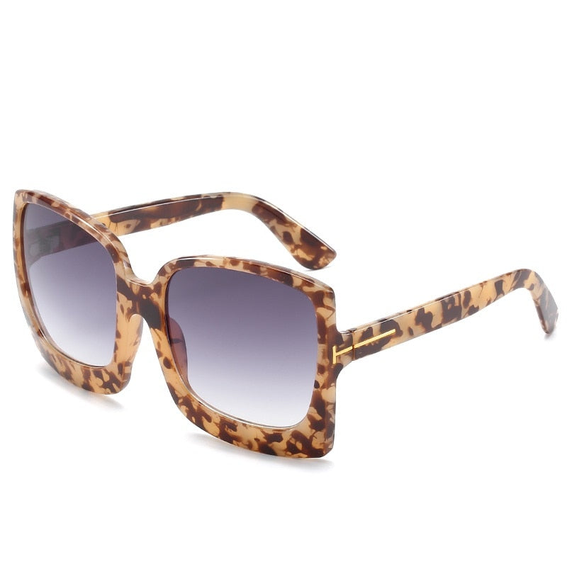 Monaco Oversized Square Sunglasses UV400  Sunset and Swim Leopard  