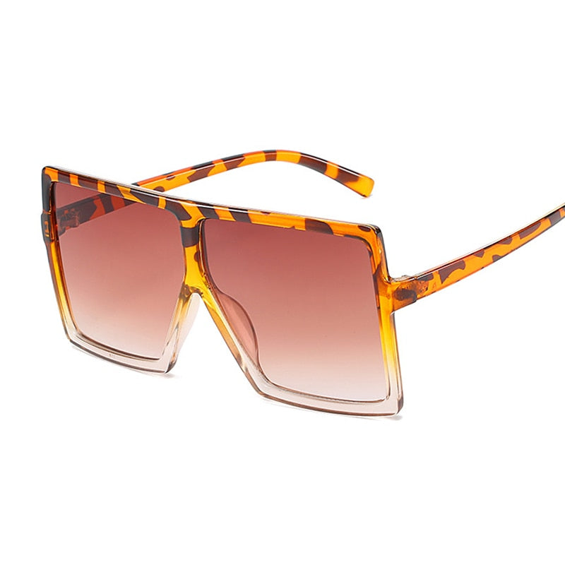 Golden Horizon Sunnies Oversized Square Sunglasses For Women  Sunset and Swim Leopard Trans  
