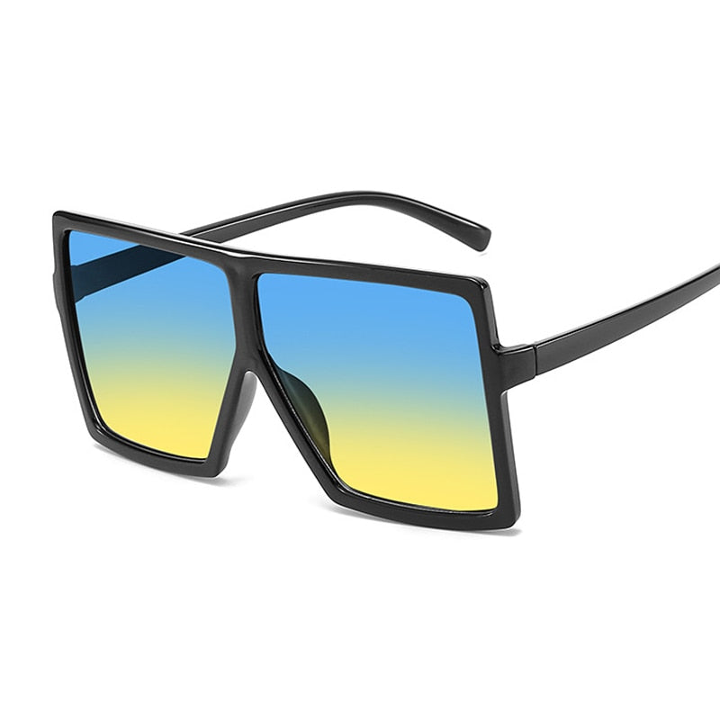 Golden Horizon Sunnies Oversized Square Sunglasses For Women  Sunset and Swim Black Blue Yellow  
