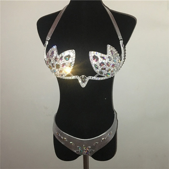 Ibiza Crystal Queen Diamonds Bikini Sunset and Swim Silver S 