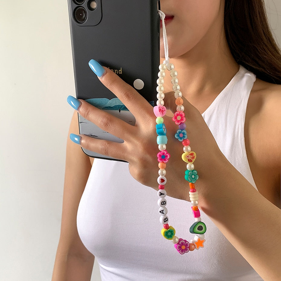 Oh So Charming Trendy Handmade Pearl Deluxe Mobile Phone Strap Phone Case Hanging Cord  Sunset and Swim M00030  