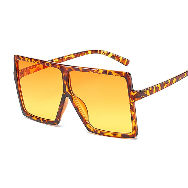 Golden Horizon Sunnies Oversized Square Sunglasses For Women  Sunset and Swim Leopard Orange  
