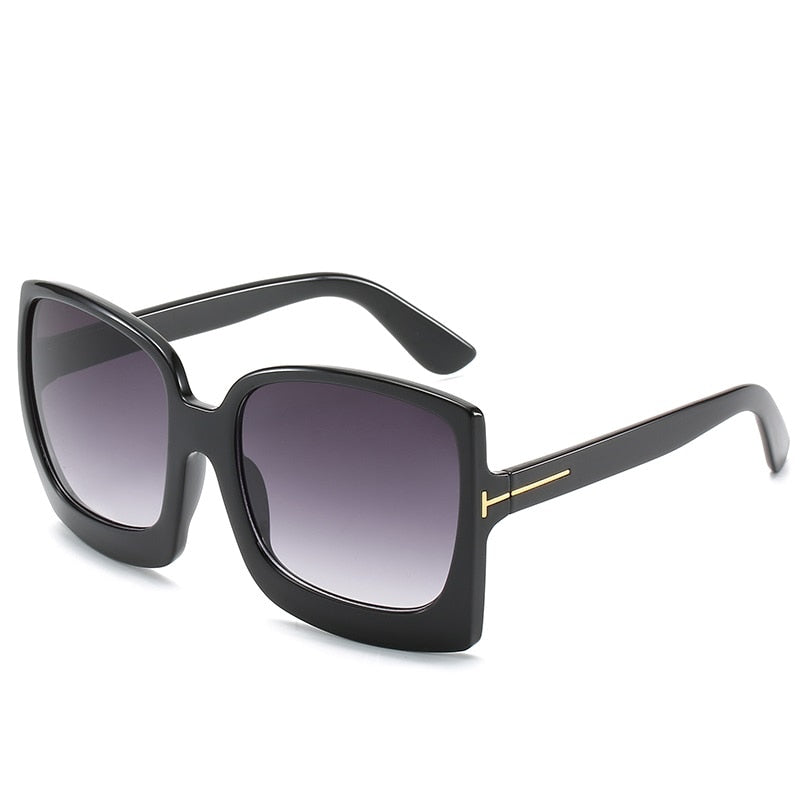 Monaco Oversized Square Sunglasses UV400  Sunset and Swim Black  
