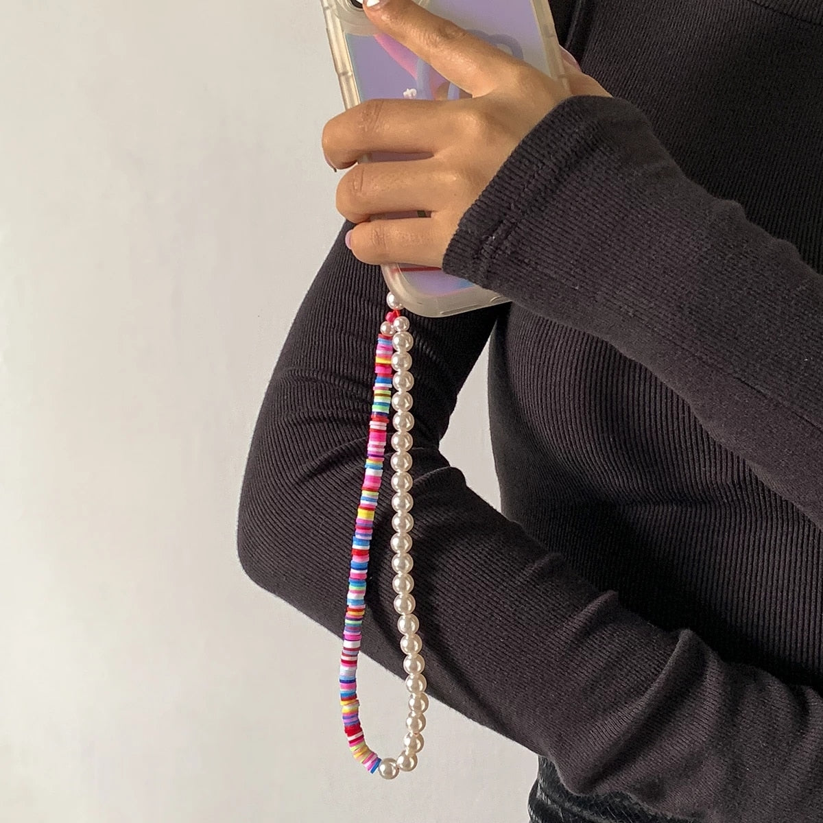 Oh So Charming Trendy Handmade Pearl Deluxe Mobile Phone Strap Phone Case Hanging Cord  Sunset and Swim M00049  